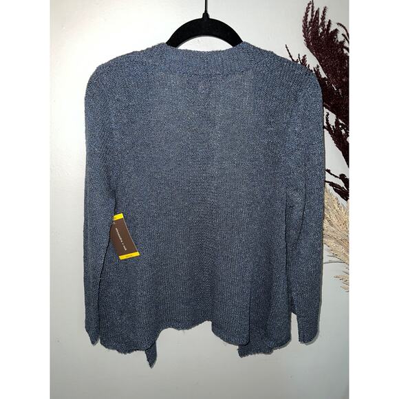 Alexander + Oak navy blue open front knit cardigan sweater women’s size M NWT - Picture 4 of 5